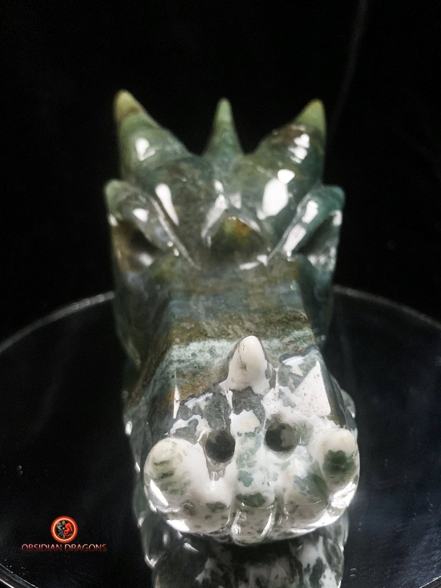 Grand crâne de dragon- Agate mousse- Naturel | obsidian dragons