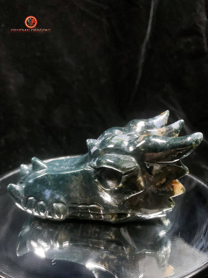 crâne de dragon- Agate mousse d'indonésie | obsidian dragons