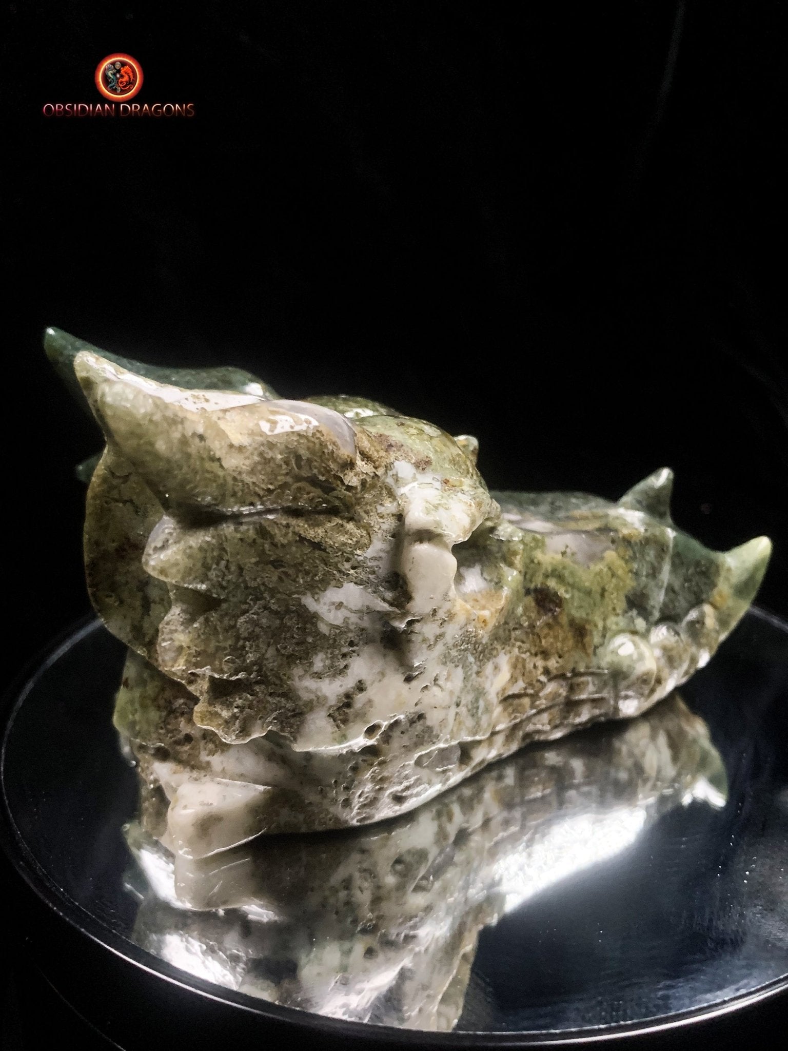 crâne de dragon- Agate mousse- Naturel | obsidian dragons