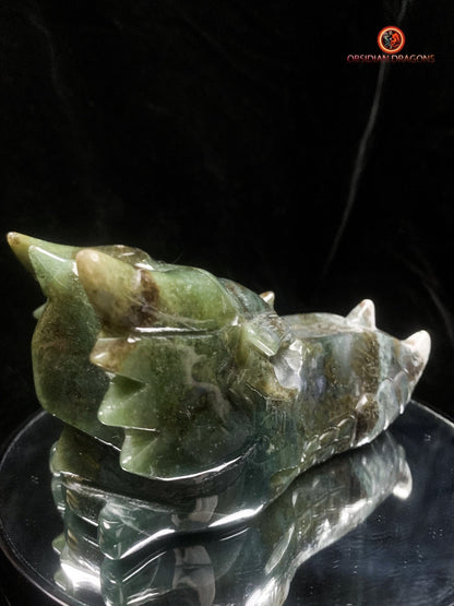 Grand crâne de dragon- Agate mousse- Naturel | obsidian dragons