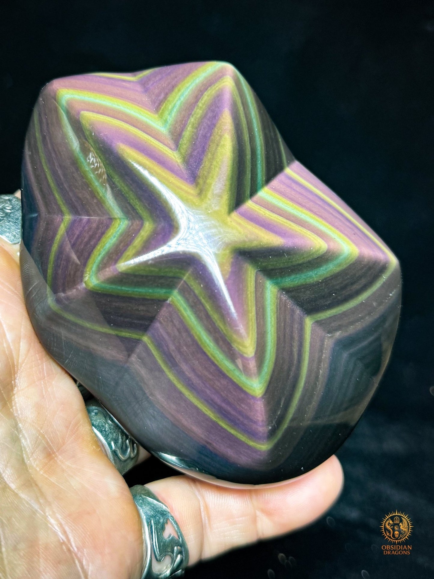 Étoile en obsidienne œil céleste exceptionnelle – Jaune rare - obsidian dragons