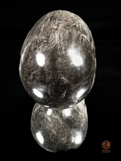 Grand crâne en obsidienne argentée du Mexique – 3 kg | obsidian dragons