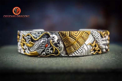 Bracelet manchette dragon- Bixi- Protection Feng shui | obsidian dragons