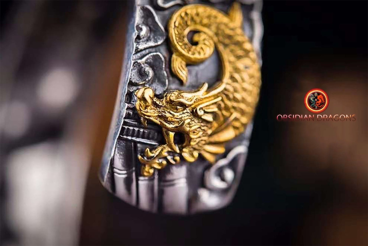 Bracelet manchette dragon- Suanmi- Protection Feng shui | obsidian dragons