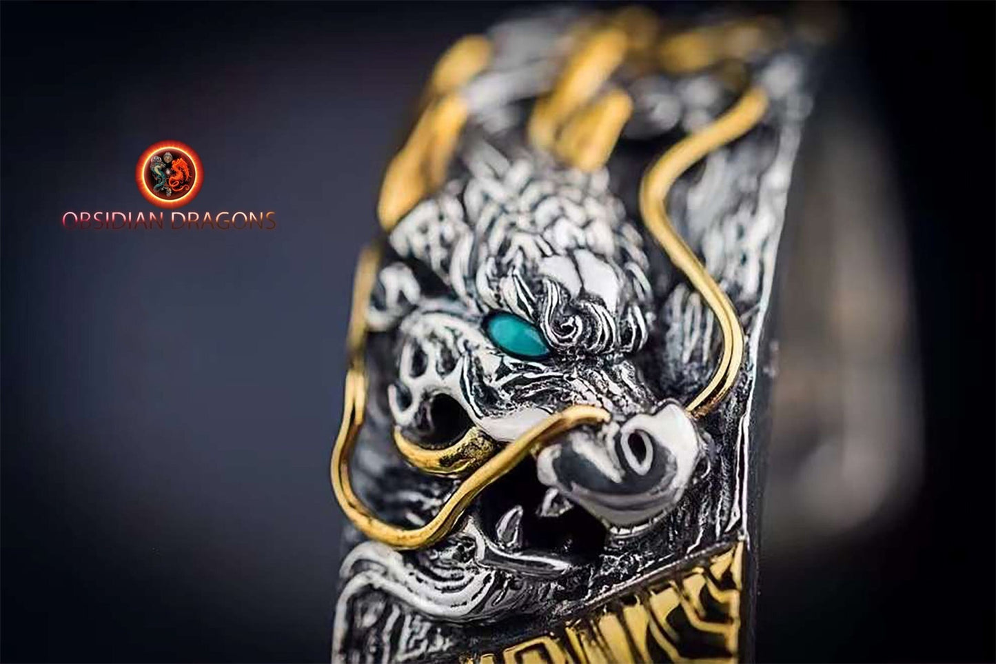 Bracelet manchette dragon- Bixi- Protection Feng shui | obsidian dragons