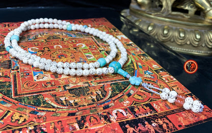 Mala en graines de bodhi et turquoises naturelles | obsidian dragons