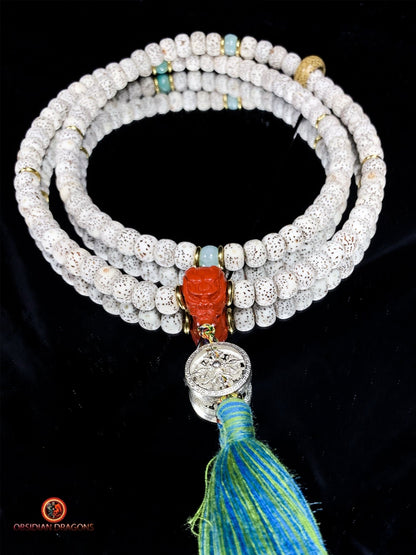 Mala artisanal- chapelet bouddhiste- 108 perles de bodhi | obsidian dragons