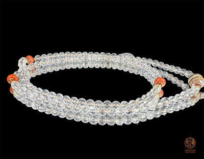 Mala dragon en cristal de roche 108 Perles - Sak Yant - obsidian dragons