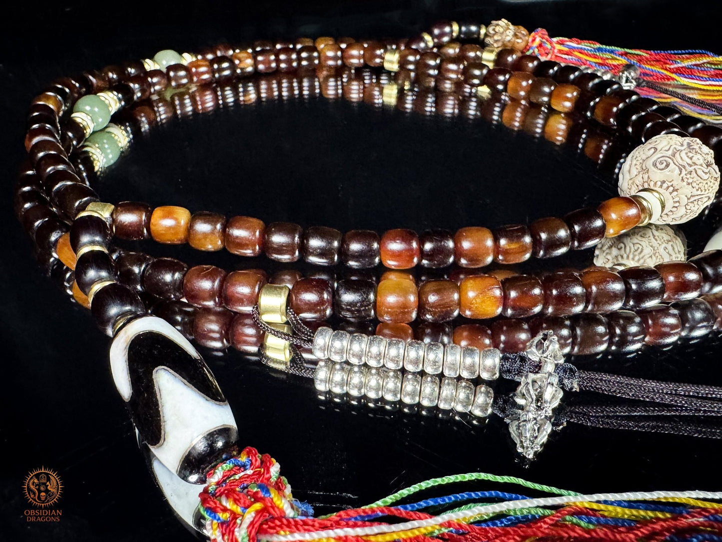 Mala tibétain de Simhamukha - Ghau avec thangka authentique