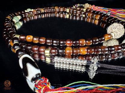 Mala tibétain de Simhamukha - Ghau avec thangka authentique