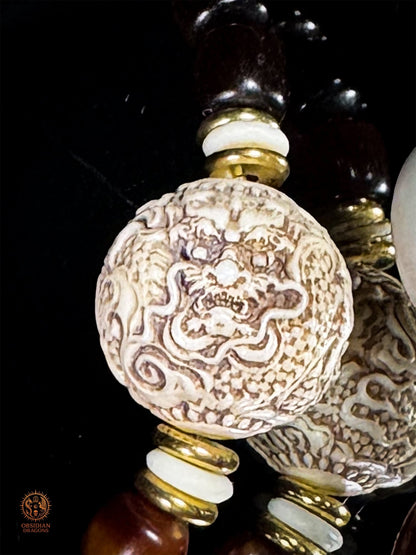 Mala tibétain de Simhamukha - Ghau avec thangka authentique