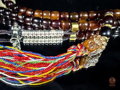 Mala tibétain de Simhamukha - Ghau avec thangka authentique