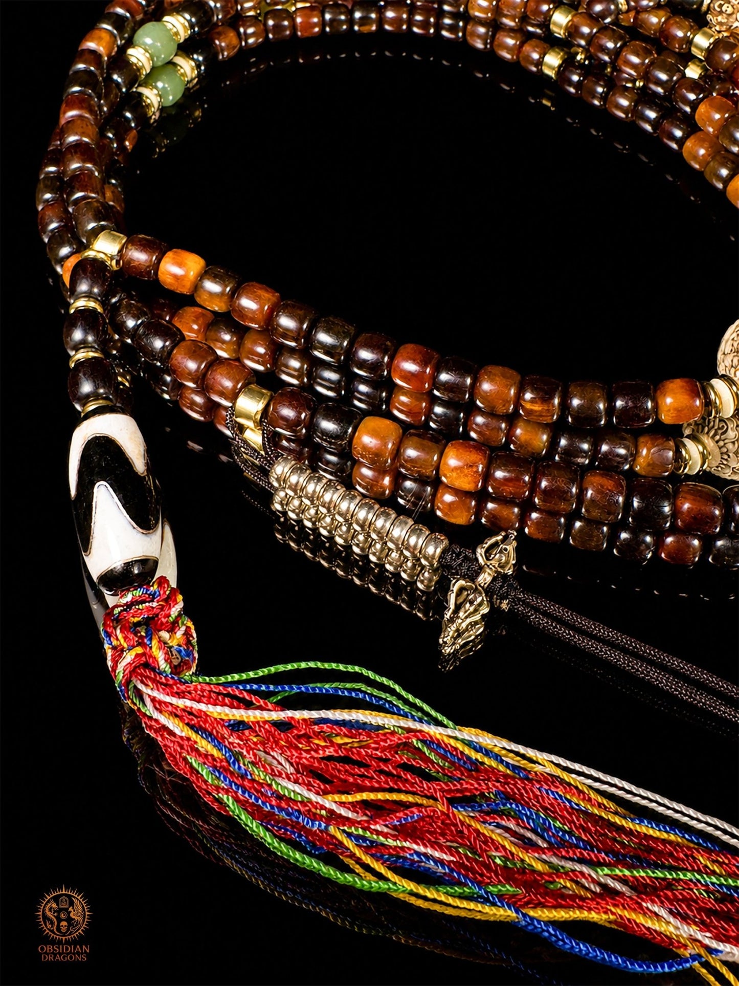 Mala tibétain de Simhamukha - Ghau avec thangka authentique