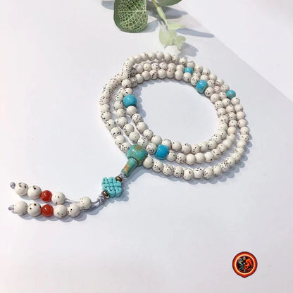 Mala en graines de bodhi et turquoises naturelles | obsidian dragons