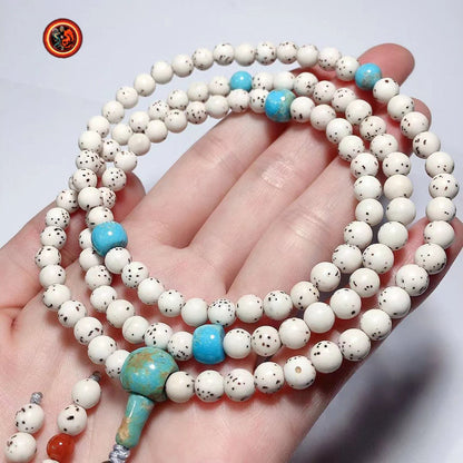 Mala en graines de bodhi et turquoises naturelles | obsidian dragons