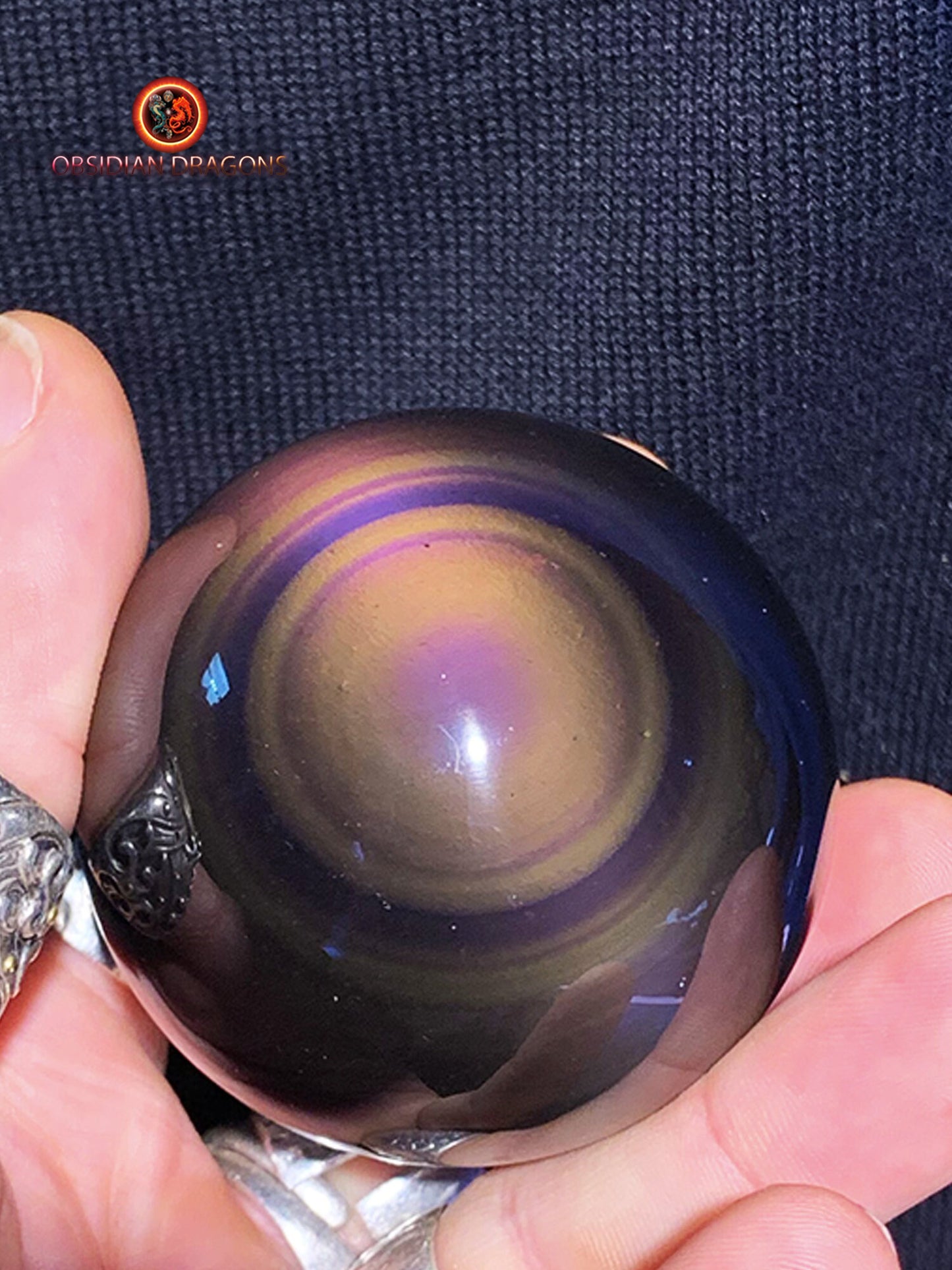 Sphère Obsidienne Oeil Céleste - Entre 50 et 55mm - France Minéraux