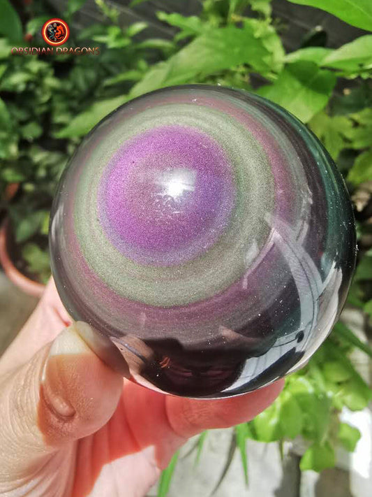 Exceptionnelle sphère en obsidienne oeil celeste- Unique - 6.30cm