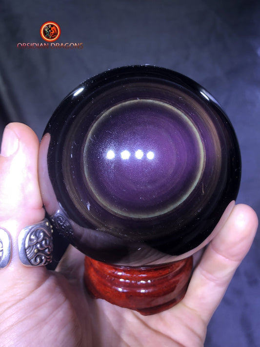 Grande sphère en obsidienne œil céleste - Unique - 8.91cm