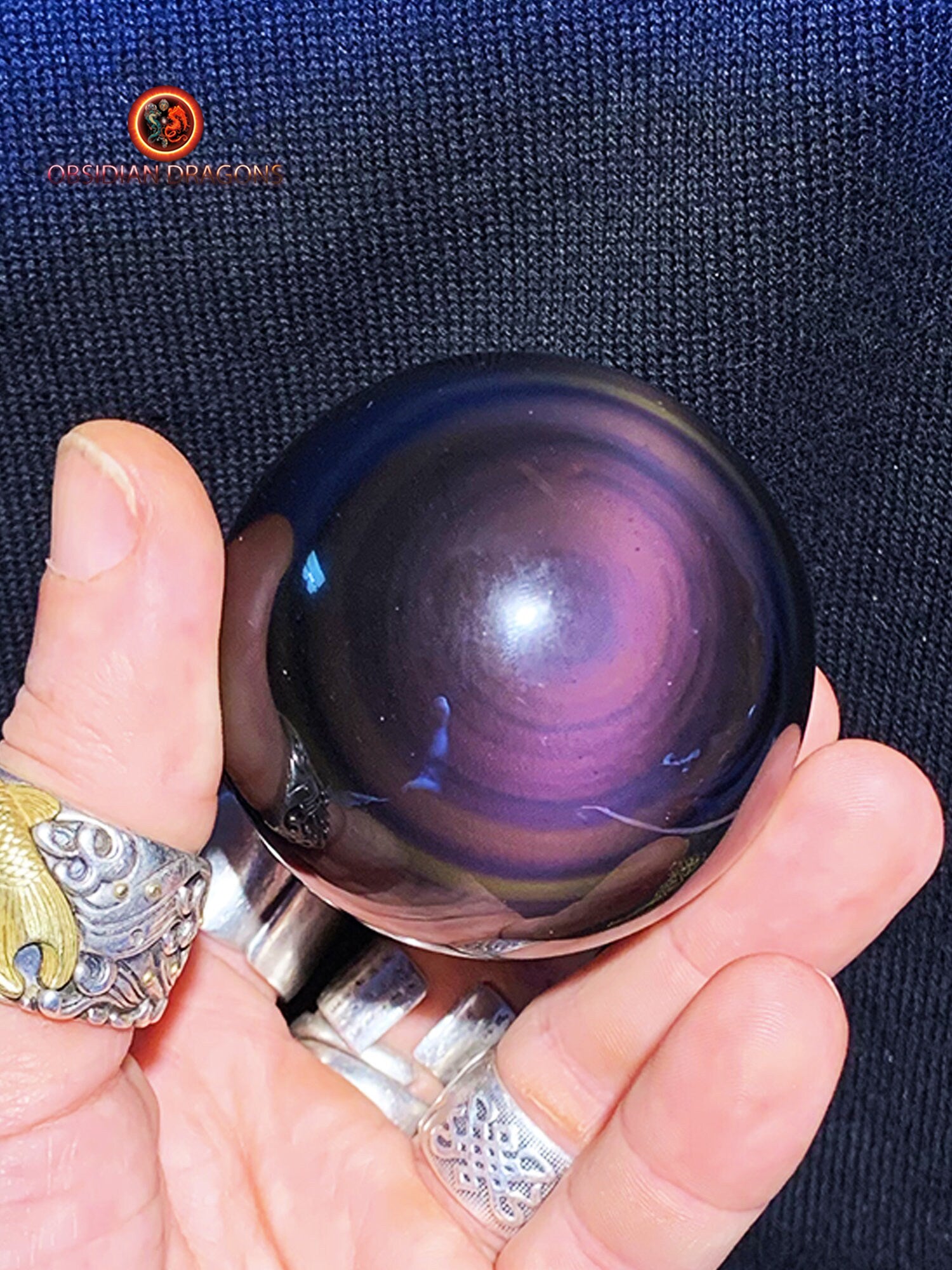 Rare sphère en obsidienne œil céleste - exceptionnelle