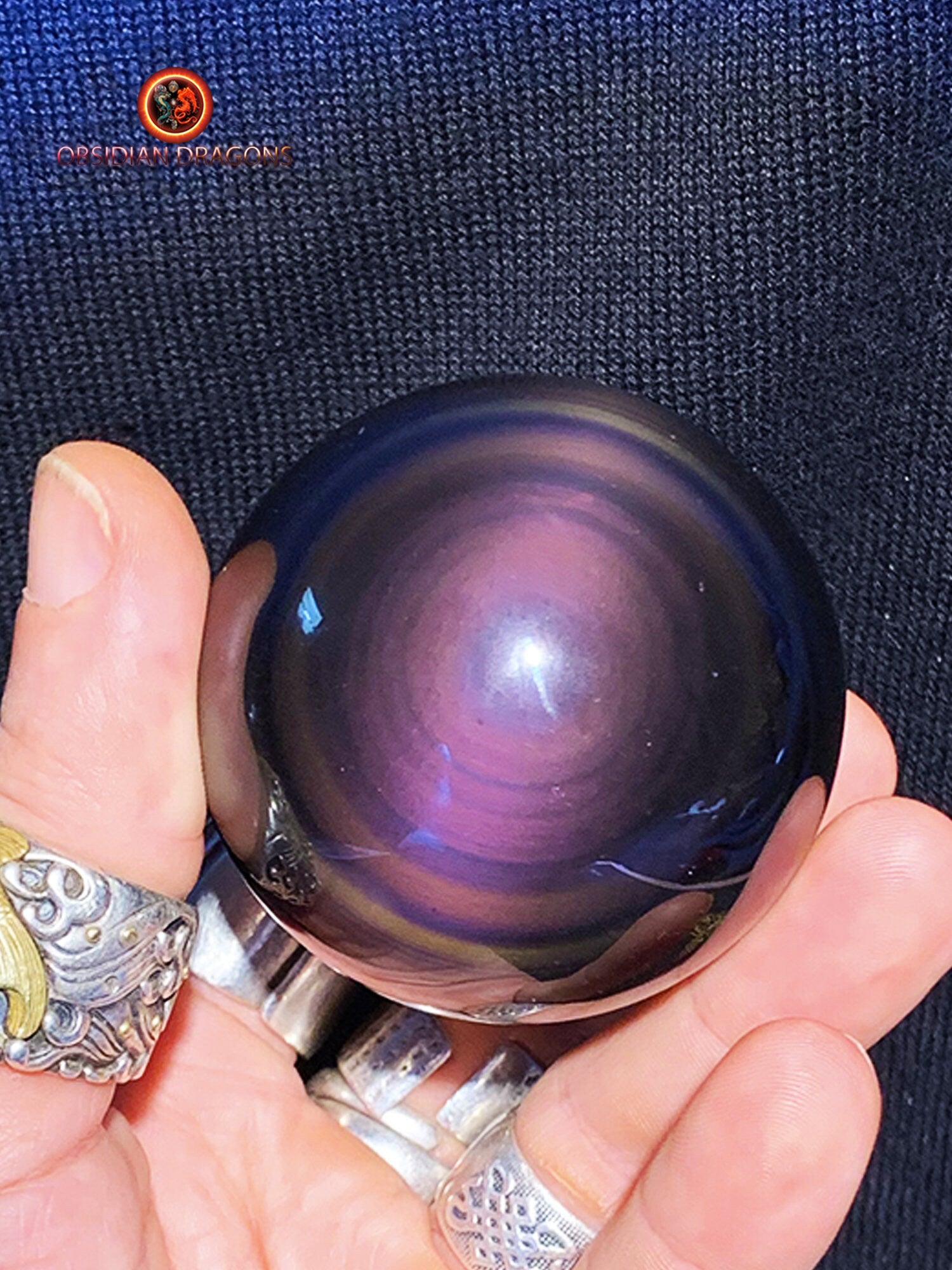Rare sphère en obsidienne œil céleste - exceptionnelle