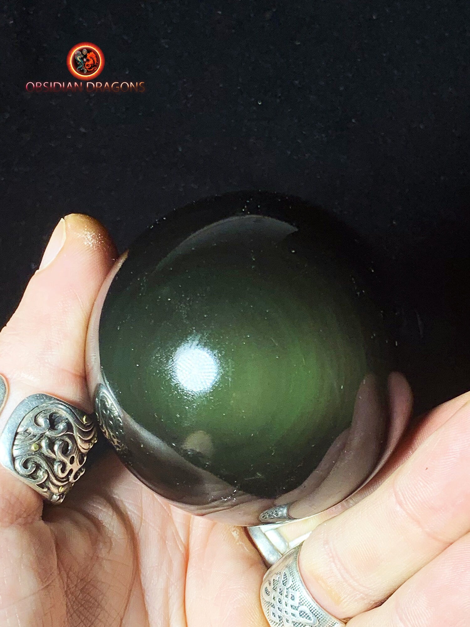 Rare sphère en obsidienne œil céleste - exceptionnelle