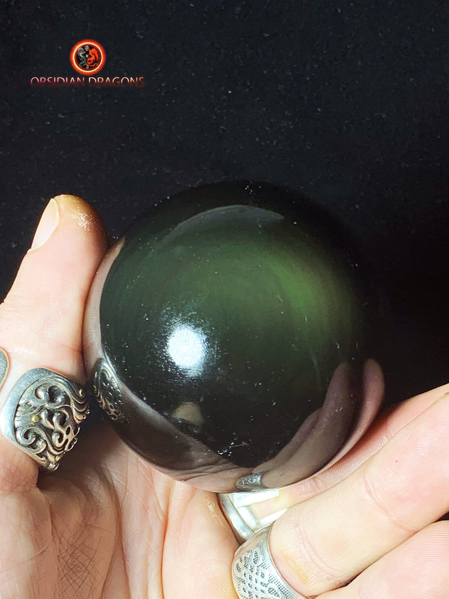 Rare sphère en obsidienne œil céleste - exceptionnelle