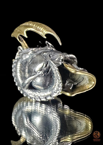 Pendentif crâne dragon en argent 925 - Talisman de puissance | obsidian dragons