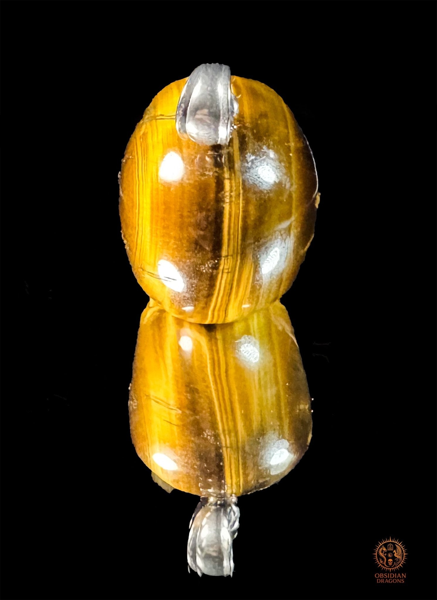 Pendentif crâne en œil de tigre naturel | obsidian dragons