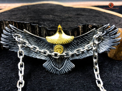 Pendentif Aigle- Totem Chamanique- Argent et turquoises | obsidian dragons