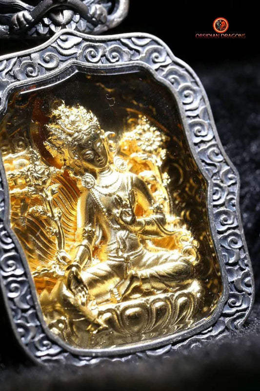 Pendentif Bouddha- Ghau- Tara verte | obsidian dragons