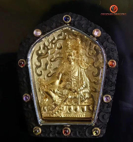 Pendentif Bouddha- Gau tibétain- Guru Rinpoché | obsidian dragons