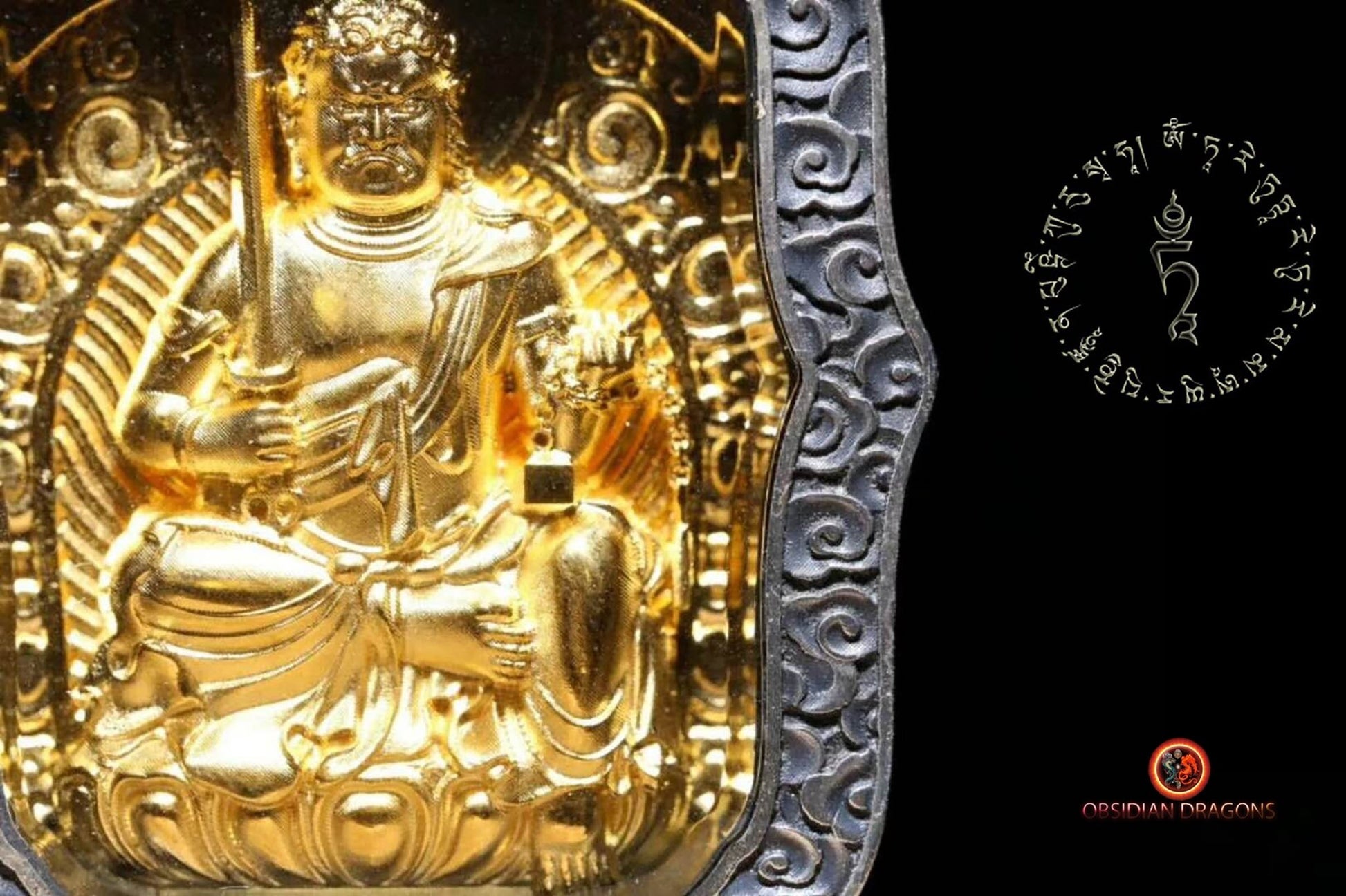 Pendentif bouddha- Ghau- Bouddha Acala | obsidian dragons
