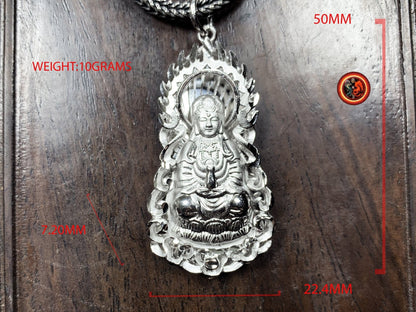 pendentif bouddha en argent- Bodhisattva Guan Yin | obsidian dragons