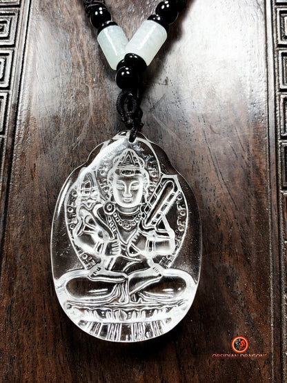 Pendentif bouddha en cristal roche de qualité gemme | obsidian dragons