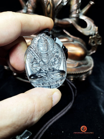 Pendentif bouddha en cristal roche de qualité gemme | obsidian dragons