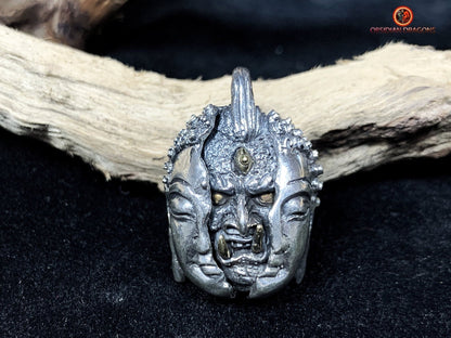 pendentif tête de bouddha et démon-  argent 925- Makara | obsidian dragons