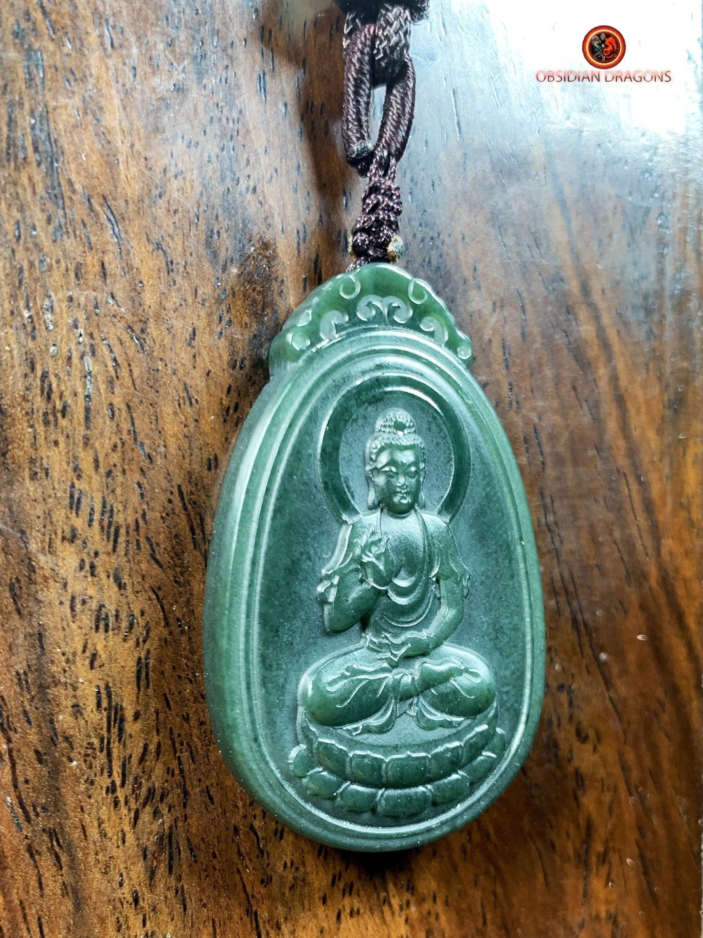 Pendentif bouddha en jade- Bouddha Amitabha | obsidian dragons