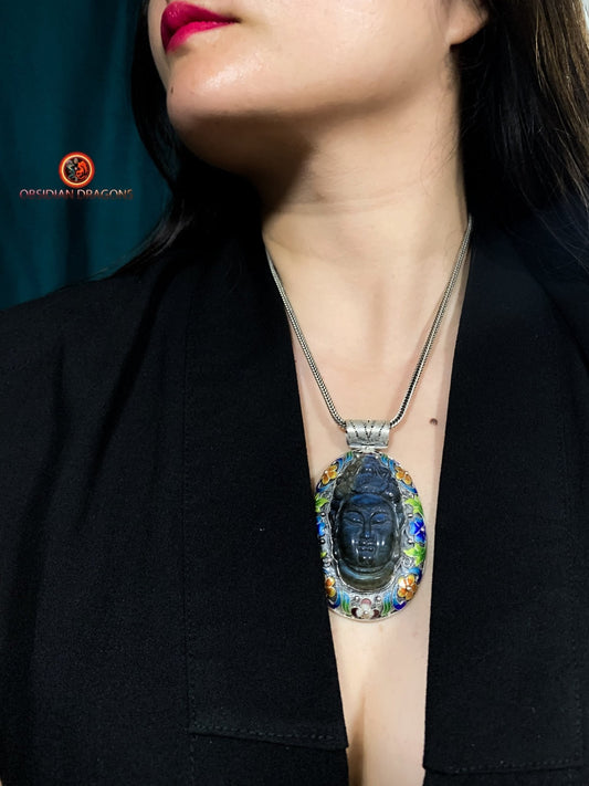 Pendentif Bouddha en Labradorite - Qing Héritage | obsidian dragons