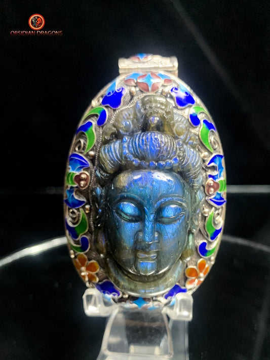 Pendentif bouddha en Labradorite- Qing Dynastie | obsidian dragons