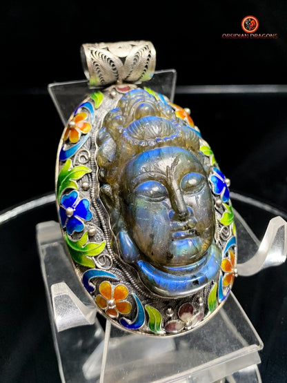 Pendentif bouddha en Labradorite- Tradition Qing | obsidian dragons