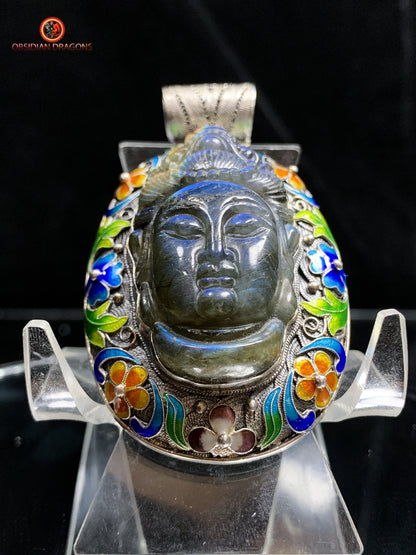 Pendentif Bouddha en Labradorite - Qing Héritage | obsidian dragons