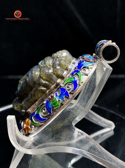 Pendentif bouddha en Labradorite- Traditionnel Qing | obsidian dragons