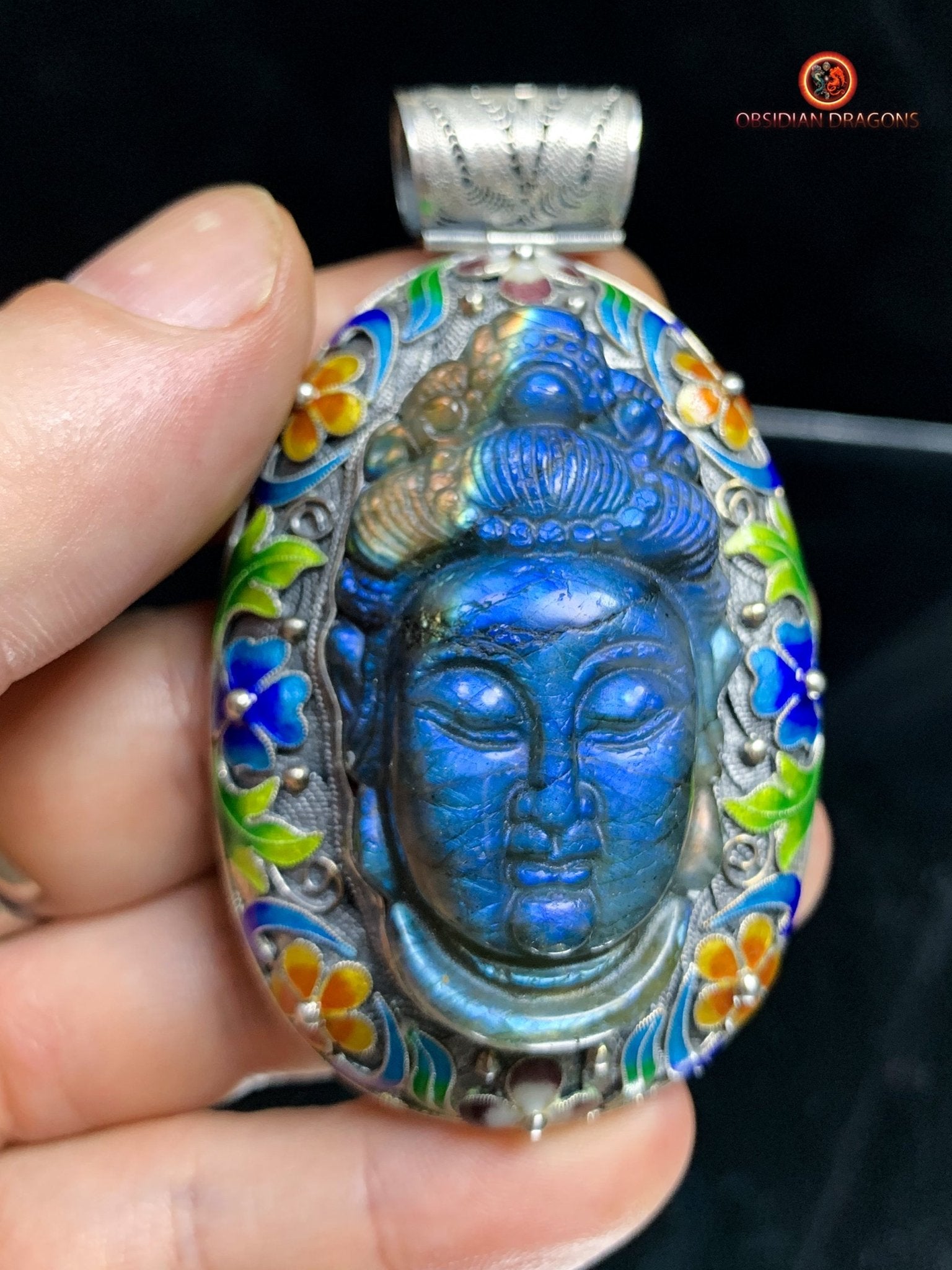 Pendentif Bouddha en Labradorite - Qing Héritage | obsidian dragons