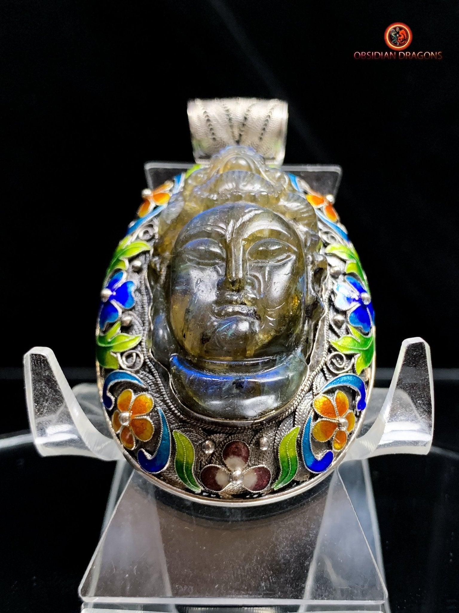 Pendentif bouddha en Labradorite- Tradition Qing | obsidian dragons