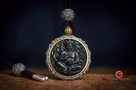 Pendentif Bouddha jade et argent- Jambhala | obsidian dragons