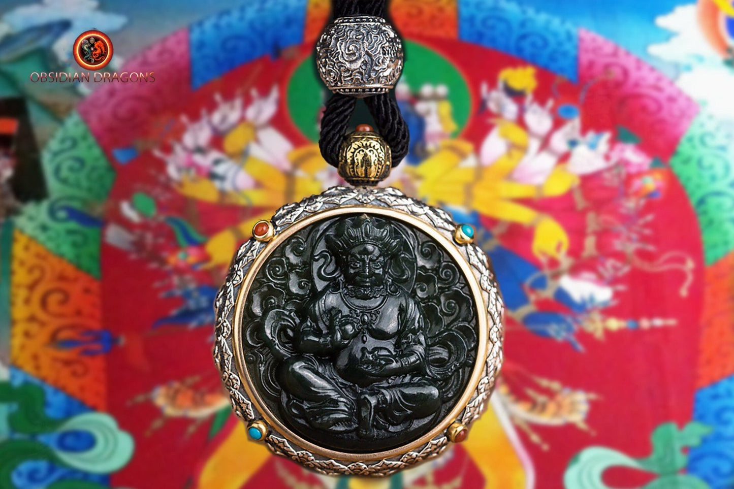 Pendentif Bouddha jade et argent- Jambhala | obsidian dragons