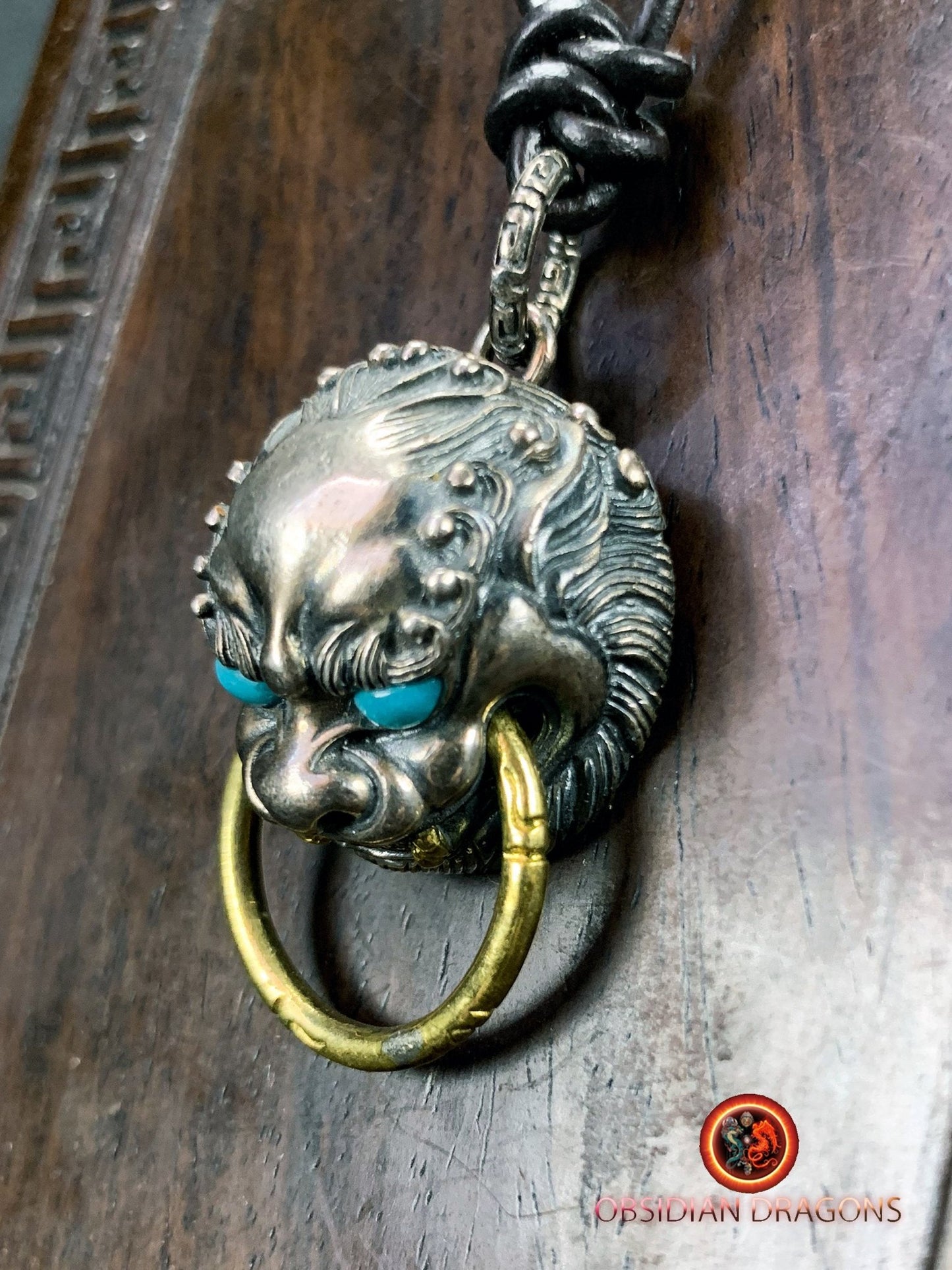 Pendentif Lion Chinois en Argent 925 | obsidian dragons