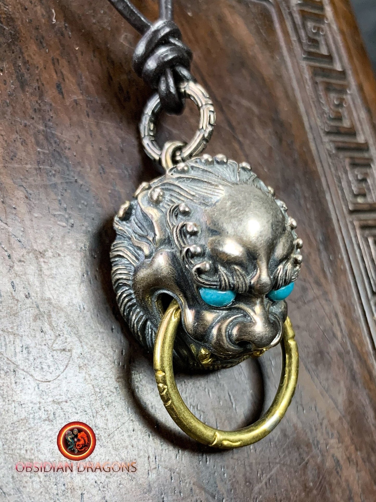 Pendentif Lion Chinois en Argent 925 | obsidian dragons