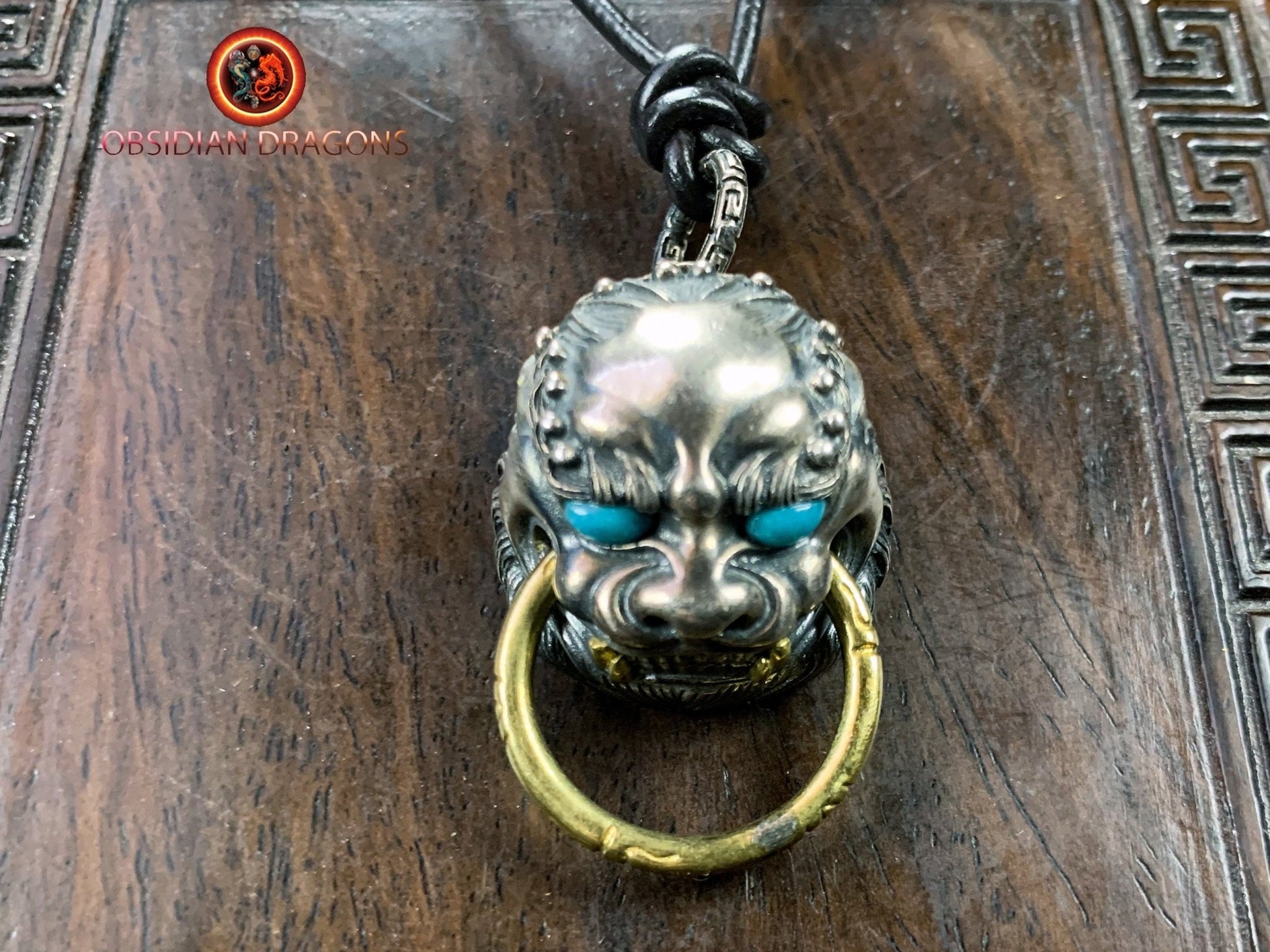 Pendentif Lion Chinois en Argent 925 | obsidian dragons