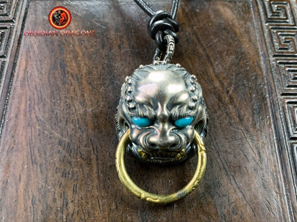 Pendentif Lion Chinois en Argent 925 | obsidian dragons